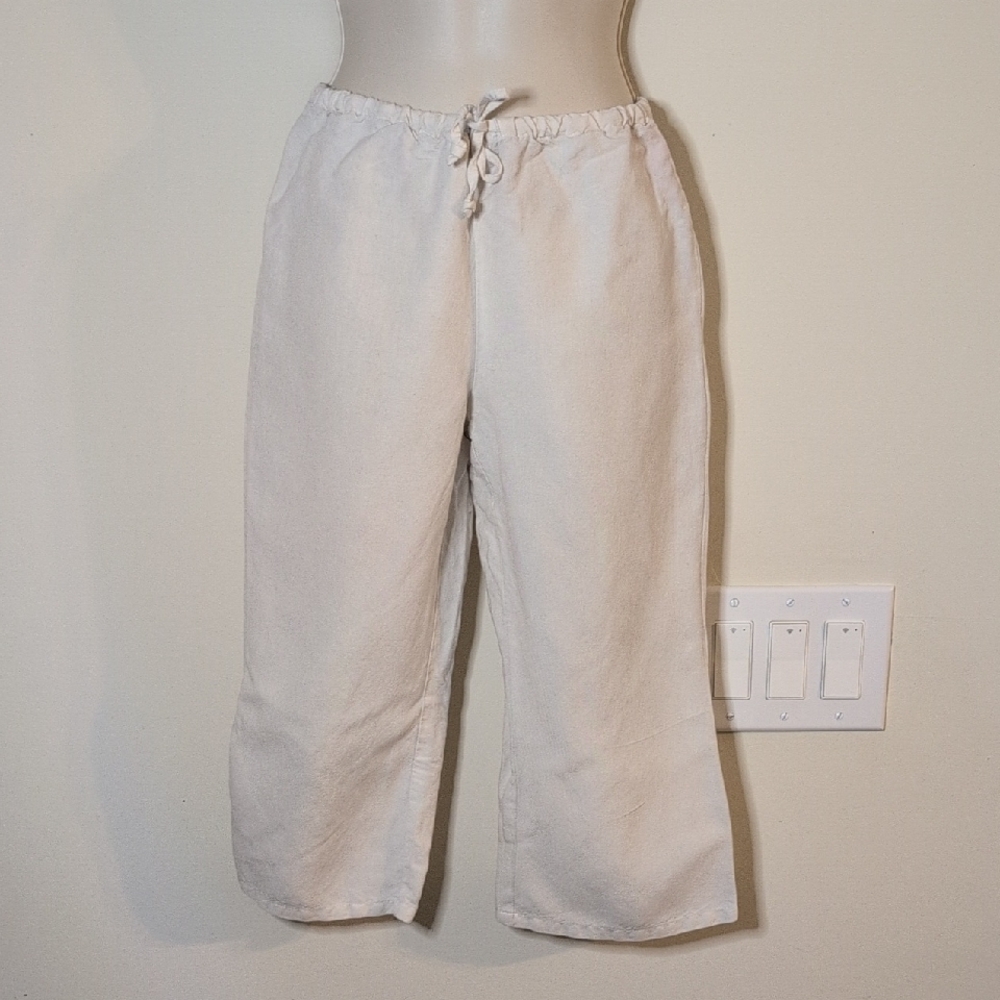 Y2K Linen Blend Capri Pants, Juniors M
